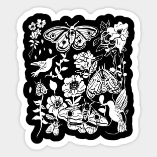 Moth & Flowers, Hummingbirds Garden Witch Gothic Sticker